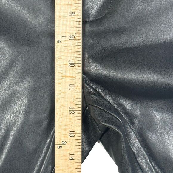 Zara Black Faux Leather Zip Ankle Pants Raw Hem Size XL - Picture 6 of 9